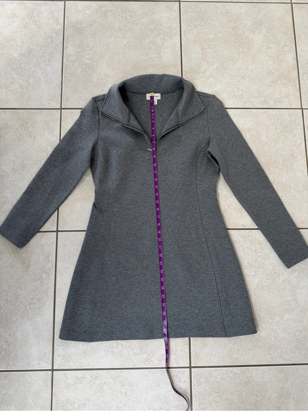 Calvin Klein Jeans Gray Quarter Zip Long Sleeve Dress L